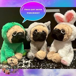 Pug Costume Plushies - Dinosaur/Bunny/Elephant